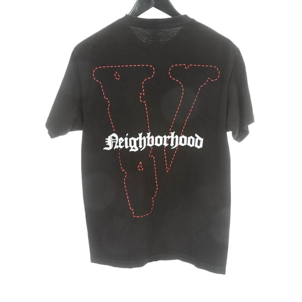 Vlone x Neighborhood Red Skull Stitched Black T-Shirt Logo Cotton M Streetwear